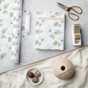 Papel De Regalo Flores Blancas Tropicales