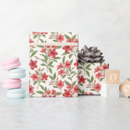 Papel De Regalo Flores Botánicas Florales Rojas Elegantes