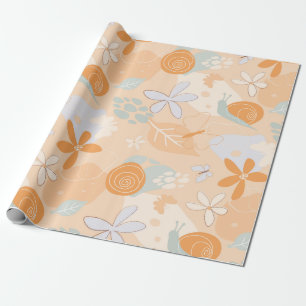 Papel De Regalo flores, caracoles, mariposas.