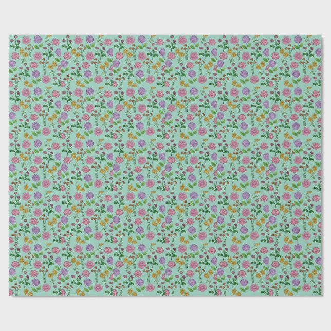 Papel De Regalo Flores coloridas (Superficie plana)