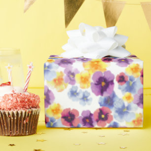 Papel De Regalo Flores Coloridas Patrón de Pensamientos Elegante F