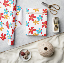 Papel De Regalo Flores Coloridas Y Divertidas En Blanco