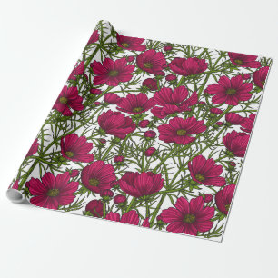 Papel De Regalo Flores Cosmos rosadas