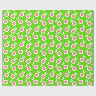 Papel De Regalo flores cuadradas verdes