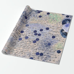 Papel De Regalo Flores de abejas azules románticas vintage