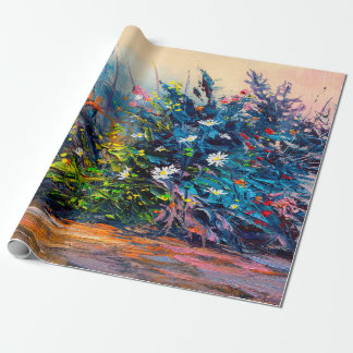 Papel De Regalo Flores de aceite, flor de maíz, margarita en los c