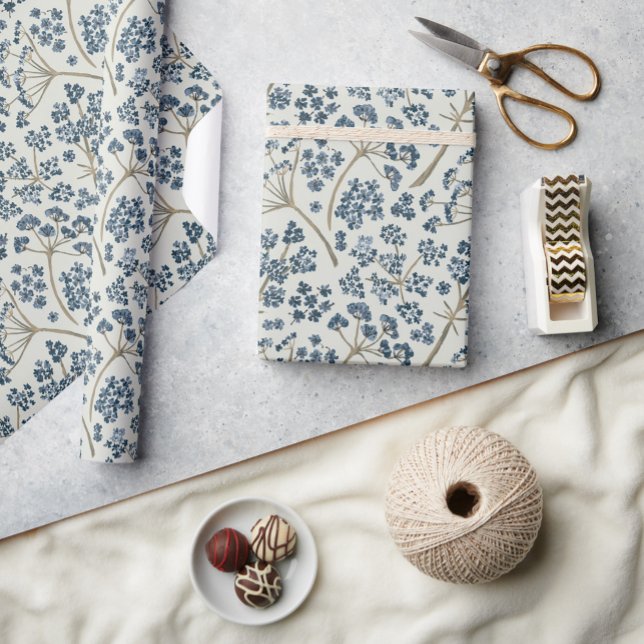 Papel De Regalo Flores de acuarela azul elegantes (Elegant Blue Watercolor Flowers Wrapping Paper from Studio Posies
)