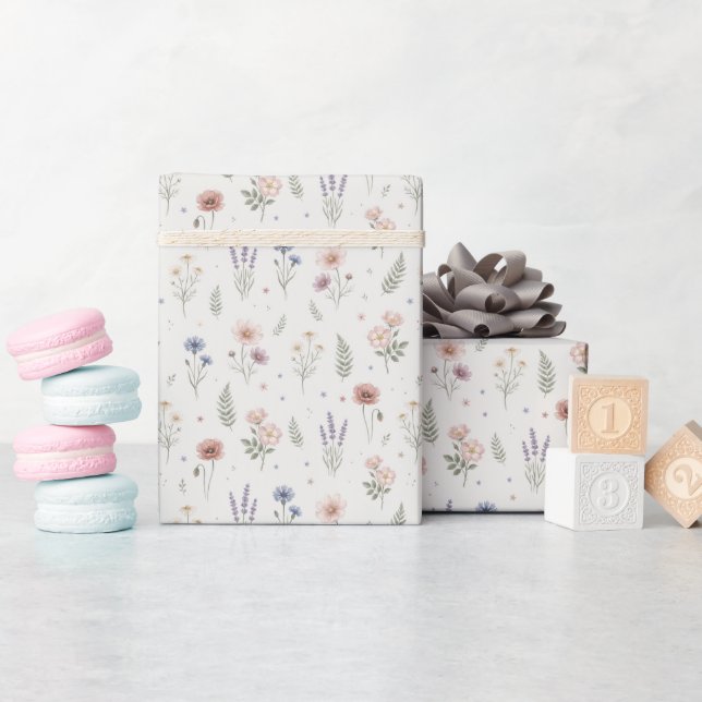 Papel De Regalo Flores de Acuarela Lindas (Baby Shower)