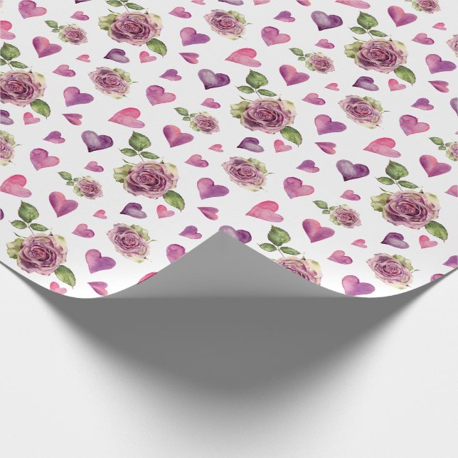 Papel De Regalo Flores de acuarela rosa (Esquina)
