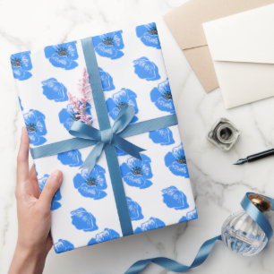 Papel De Regalo Flores de adormidera azul Patrón de la naturaleza 