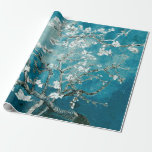 Papel De Regalo Flores de Almendro de Vincent Van Gogh Teal Suave<br><div class="desc">“Regala con arte, envuelve con belleza.”</div>