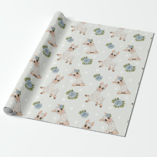 Papel De Regalo Flores de alpaca animal de llama de la llama