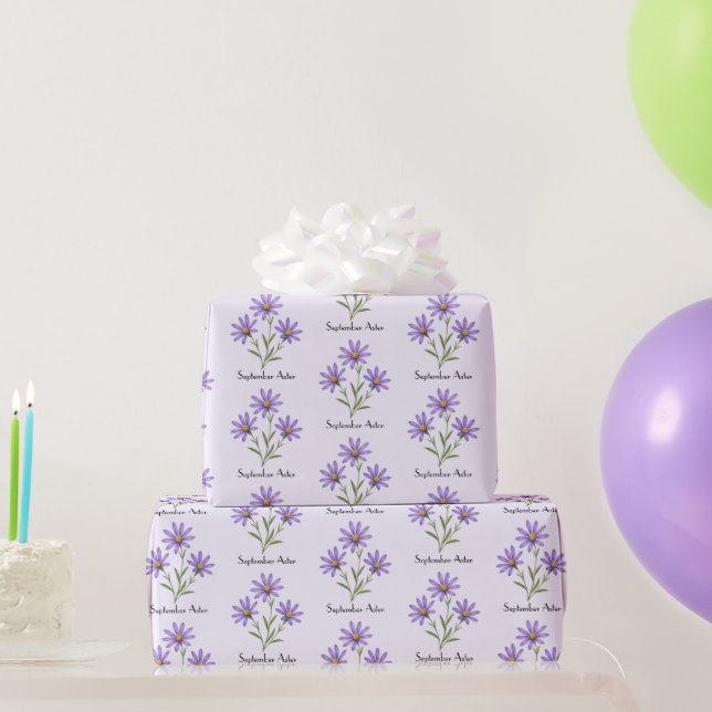Papel De Regalo Flores de Aster de Septiembre (Regalos de fiesta)