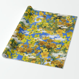Papel De Regalo Flores de Butercup de primavera en las nubes