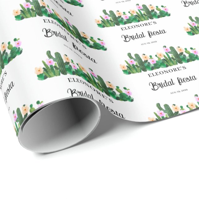 Papel De Regalo Flores de cactus  Bridal Fiesta  (Esquina del rollo)