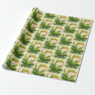 Papel De Regalo Flores de Cala Lily Floral Blanca Elegante