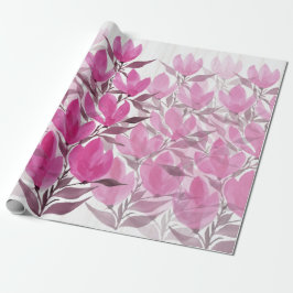 Papel De Regalo Flores de campo rosadas y rústicas acuarela