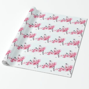 Papel De Regalo Flores de cerezo rosas Sakura Japonesa Asiática