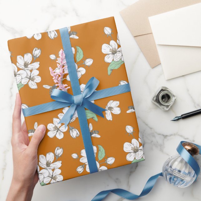 Papel De Regalo Flores de cerezo y abejas maderables (Regalar)