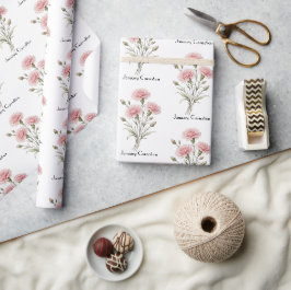 Papel De Regalo Flores de Clavel de Enero