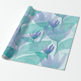 Papel De Regalo Flores de color azul verde azul caribeño