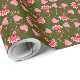PAPEL DE REGALO FLORES DE COLOR ROSA COMO REGALO PARA TU AMANTE