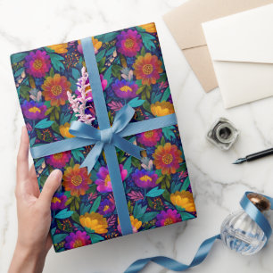 Papel De Regalo Flores de colores Patrón floral exótico