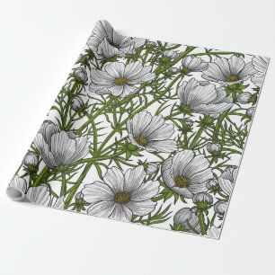 Papel De Regalo Flores de cosmos blancos
