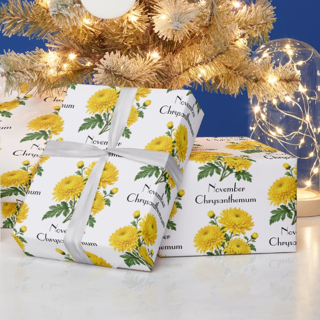 Papel De Regalo Flores de Crisantemo de Noviembre (Vacaciones)