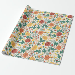 Papel De Regalo Flores de Dahlia de primavera amarillas naranjas p