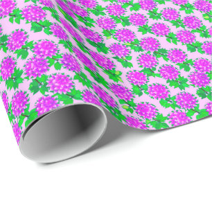 Papel De Regalo Flores de dalia en violeta y orquídea