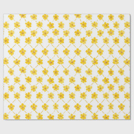 Papel De Regalo Flores de doble cara amarilla