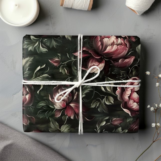 Papel De Regalo Flores de época Bella Artes barroco floral oscuro (Subido por el creador)