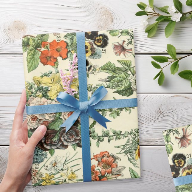 Papel De Regalo Flores de época Flores botánicas antiguas (Subido por el creador)