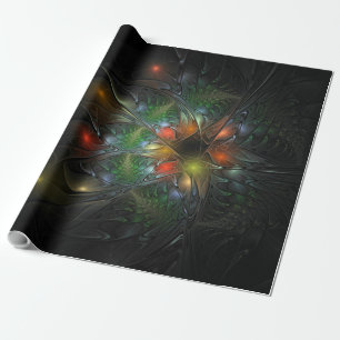 Papel De Regalo Flores de fantasía fractal blandas y tendientes