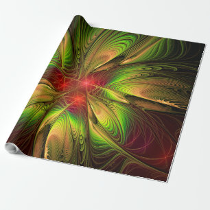 Papel De Regalo Flores de fantasía fractal blandas y tendientes
