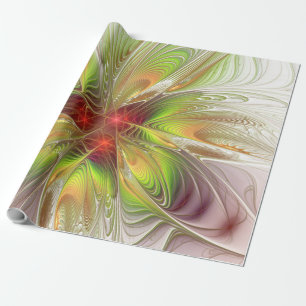 Papel De Regalo Flores de fantasía fractal blandas y tendientes