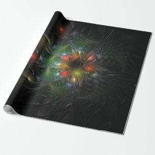 Papel De Regalo Flores de fantasía fractal blandas y tendientes