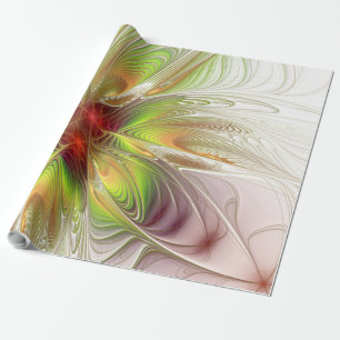 Papel De Regalo Flores de fantasía fractal blandas y tendientes