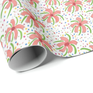 Papel De Regalo Flores de Fiesta Tropical