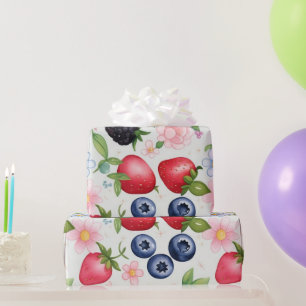 Papel De Regalo Flores de fresa de Berry Fiesta de cumpleaños para
