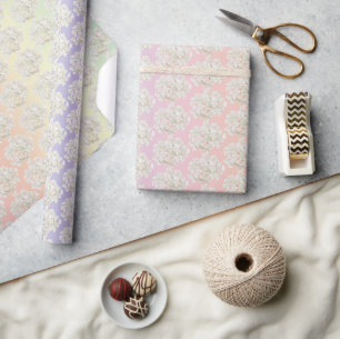 Papel De Regalo Flores De Hidrangea Blanca Sobre El Arcoiris