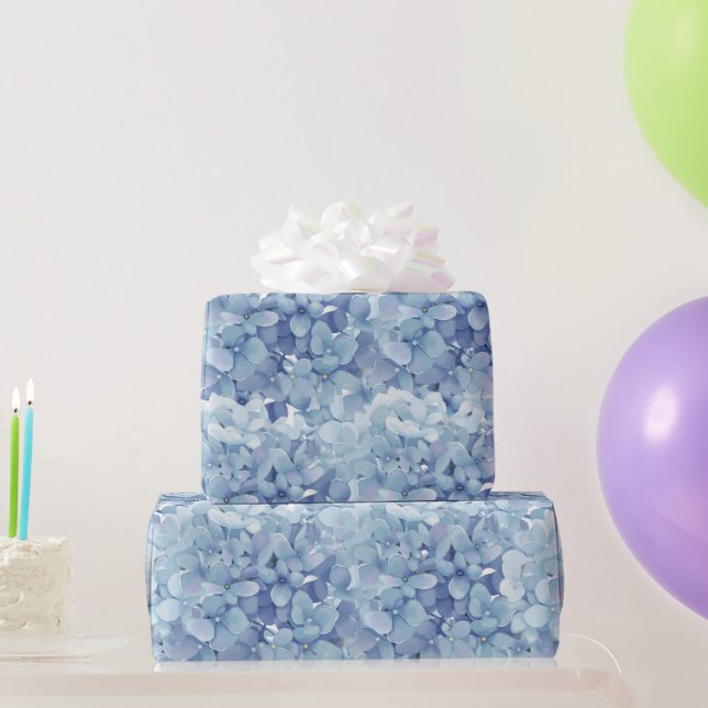 Papel De Regalo Flores de Hydrangea acuarela (Regalos de fiesta)