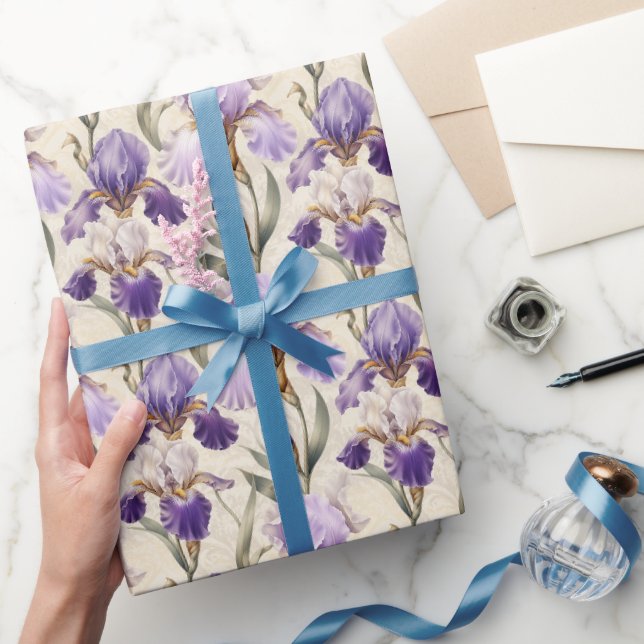 Papel De Regalo Flores de Iris Elegantes de Lujo Equilibradas (Regalar)