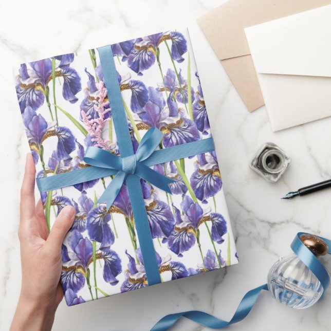 Papel De Regalo Flores de iris morado (Regalar)