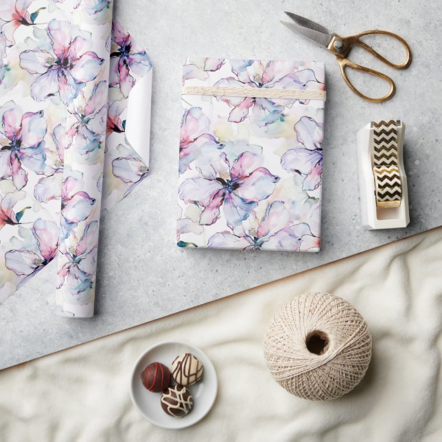 Papel De Regalo Flores de Isla Púrpura Cumpleaños (Artesanía)