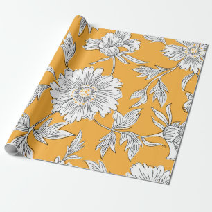 Papel De Regalo Flores de jardín abstractas dibujadas a mano. Dibu