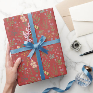 Papel De Regalo Flores de jardín de cottage dibujadas a mano sobre