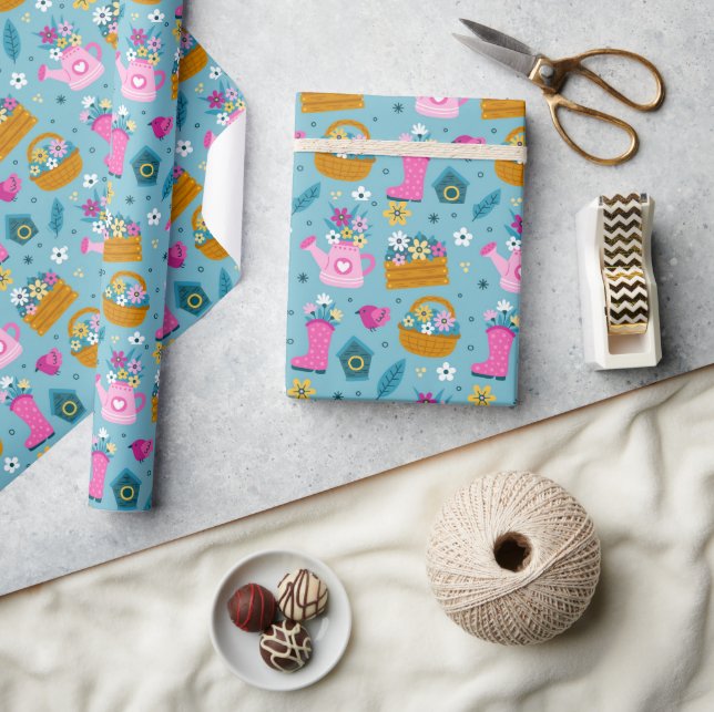 Papel De Regalo Flores de jardín de primavera (Artesanía)