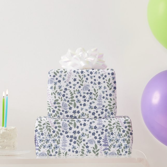 Papel De Regalo Flores de jardín moradas (Regalos de fiesta)